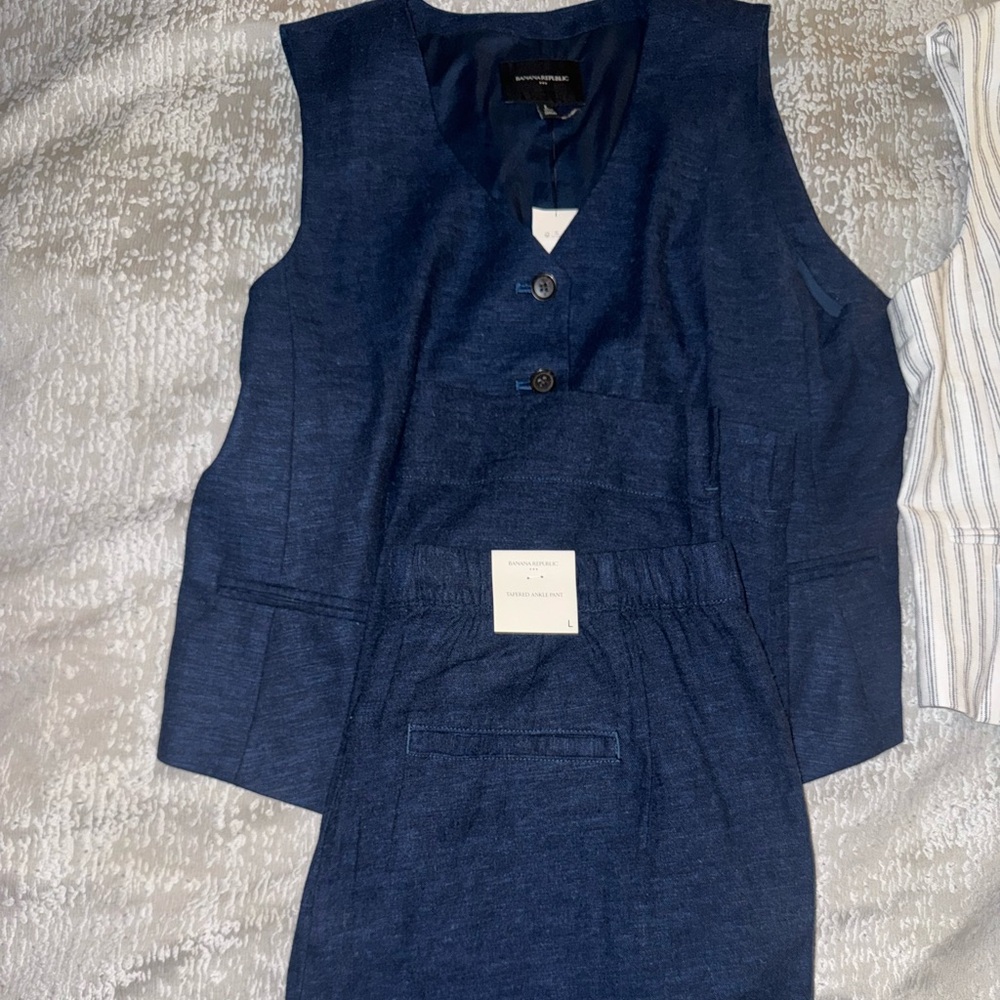 Navy Blue Kids Dress Set - Classic Vest and Skirt